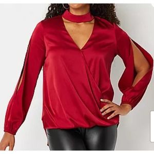 NWT Bold Elements Satin Split Long Sleeve Pullover Medium